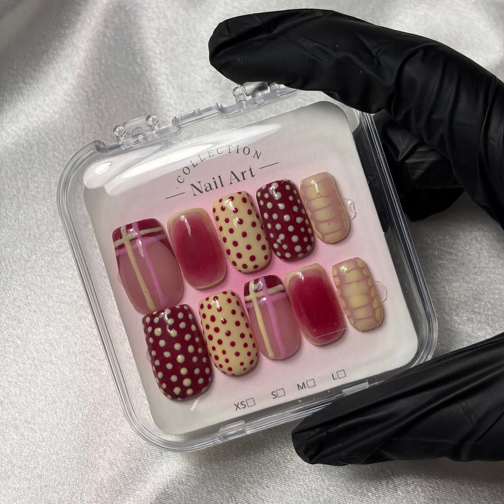 Blush Burgundy – Faux Ongles Press-On Burgundy & Jaune | Nail Art Chic